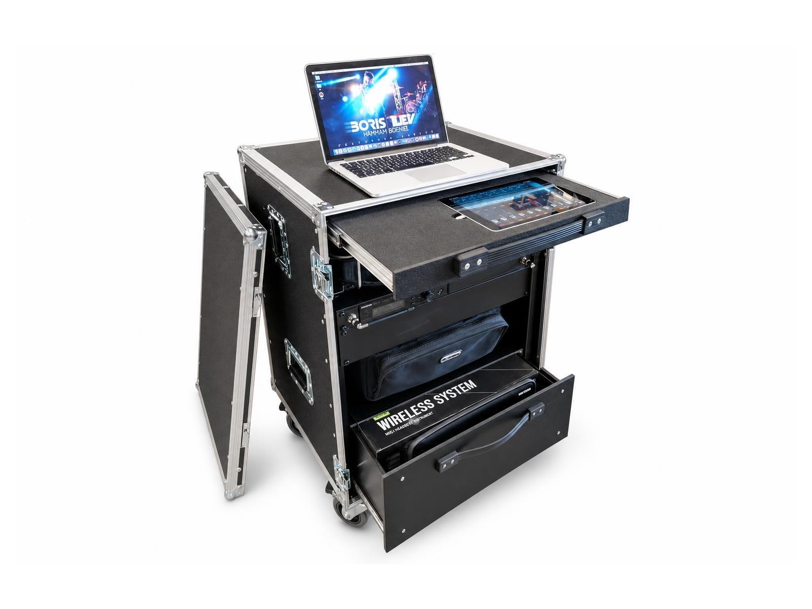 Rack Case with Shelf Compartment, open, by Smart Cases