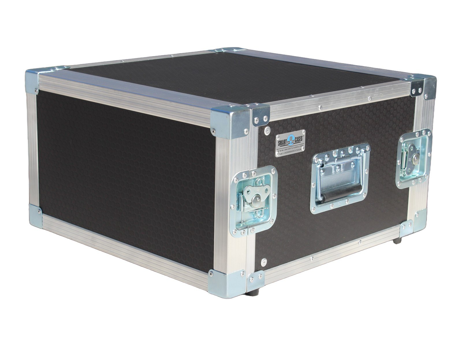 Wide Black 19-Inch Rack Case with Empty Rails, closed by Smart Cases