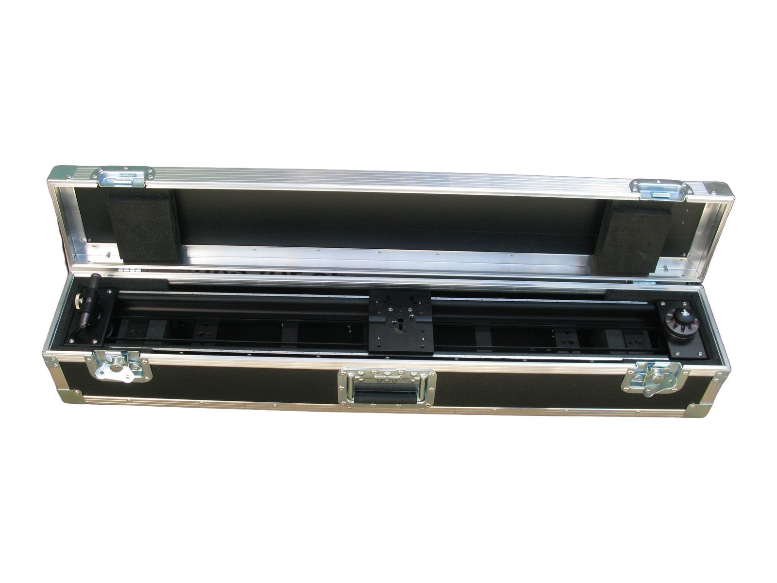 Long Narrow Case for Motorised Slider Rail, open, by Smart Cases